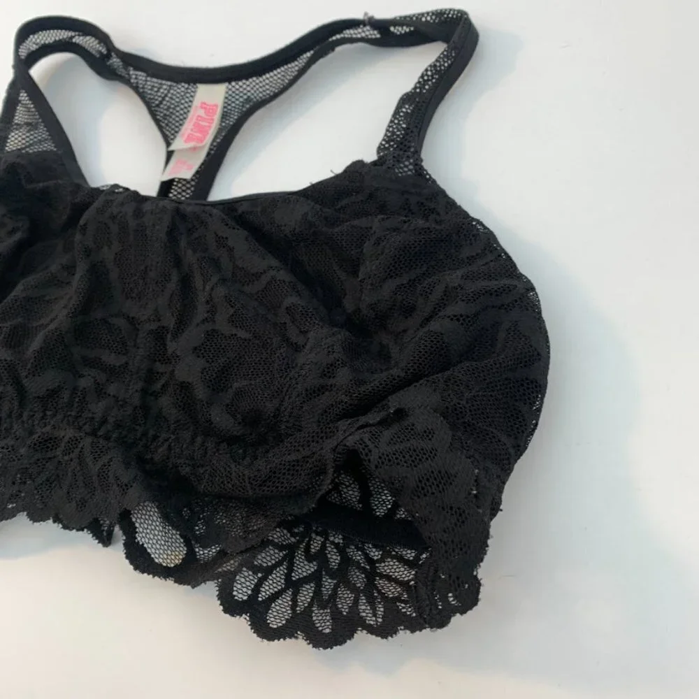 Victoria's Secret Black Lace & Mesh Racerback Bralette